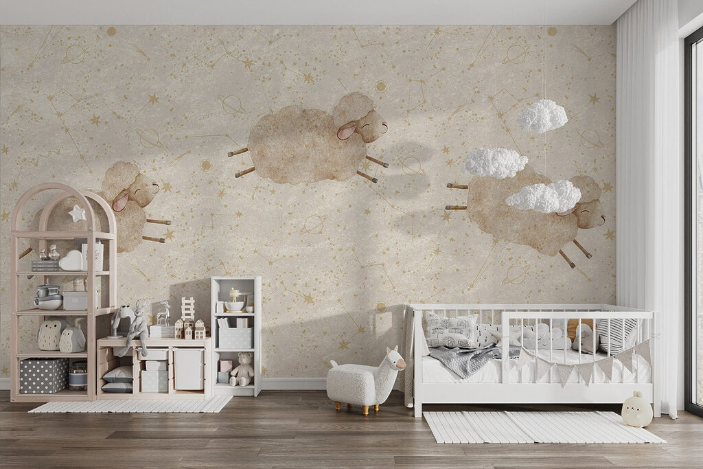 Group of sheep on a white background