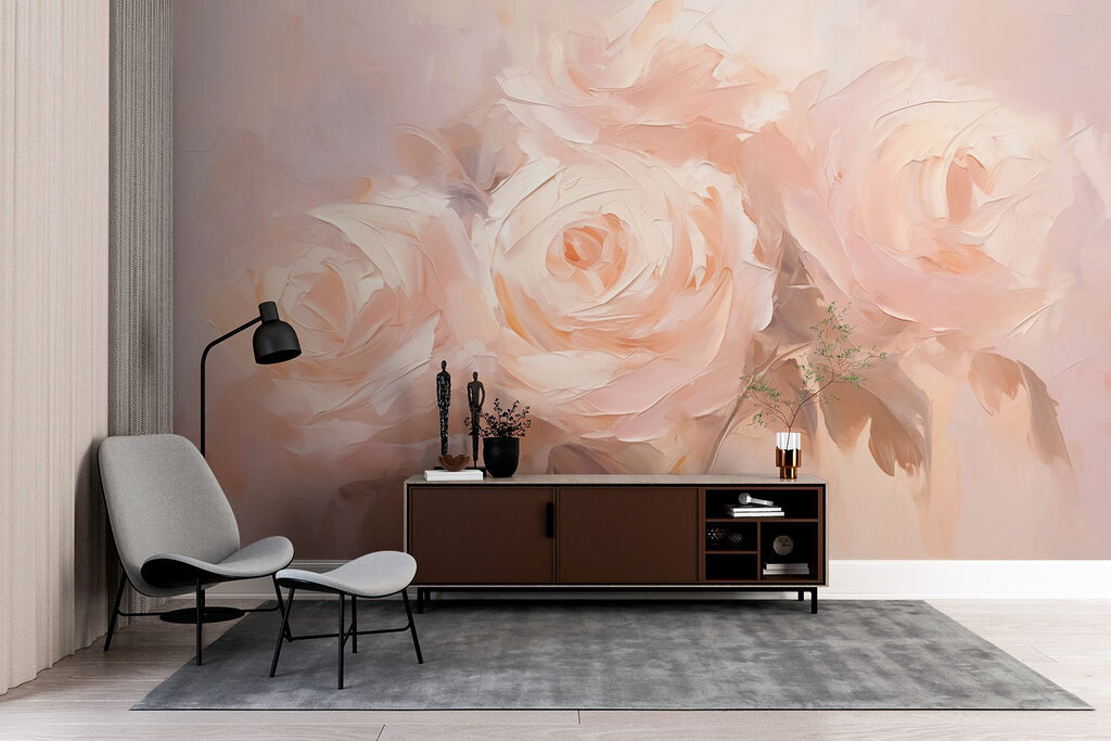 Painting of flowers on a white surface