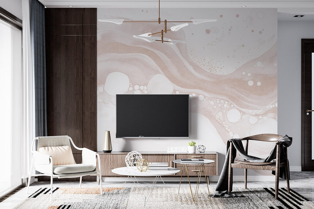 White and brown liquid with white circles and dots