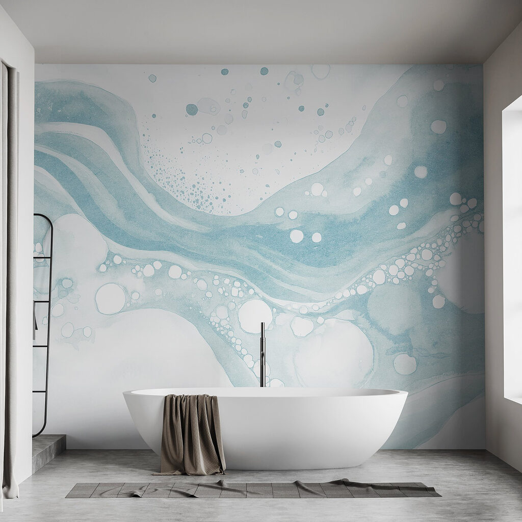 White and blue watercolor painting