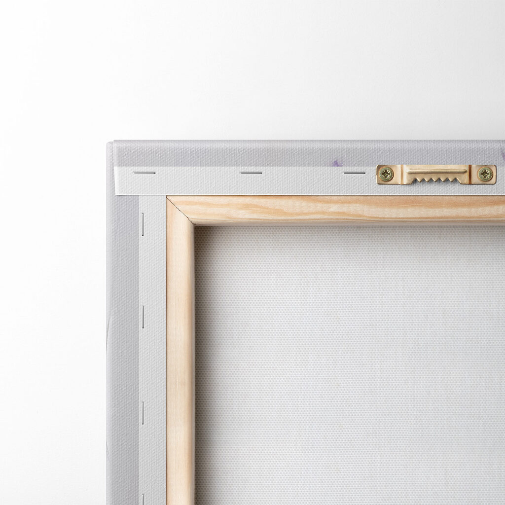 Painting of purple flowers in a glass vase Painting of purple flowers in a glass vase