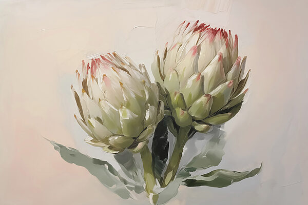 Art artichokes on a white background Art artichokes on a white background