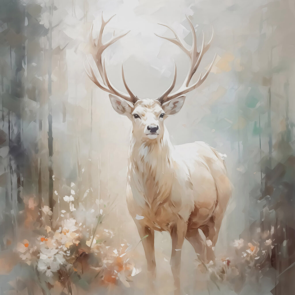 Painting of a deer with antlers Painting of a deer with antlers