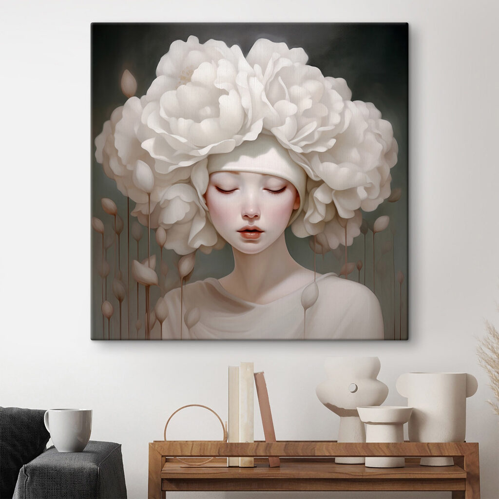 Woman with white flowers on her head