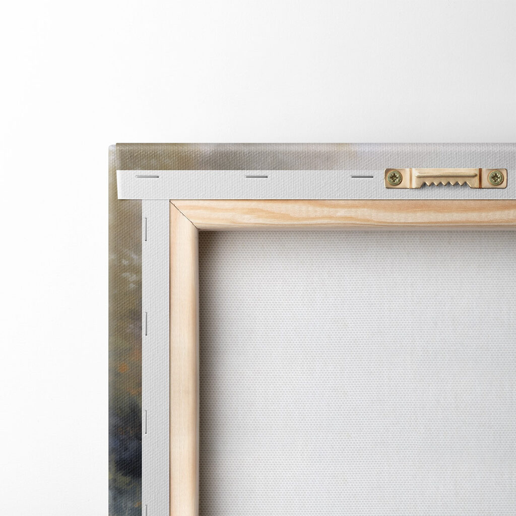 Painting of a river with trees and grass Painting of a river with trees and grass