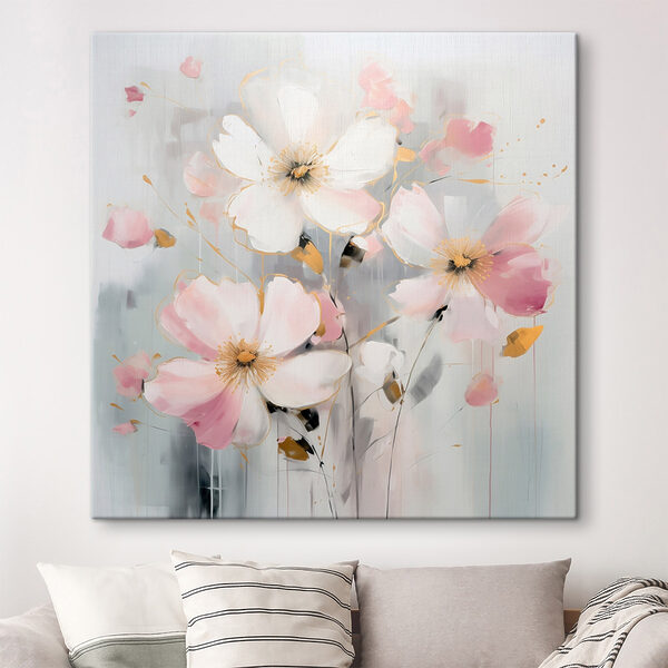 Painting of flowers on a grey background Painting of flowers on a grey background
