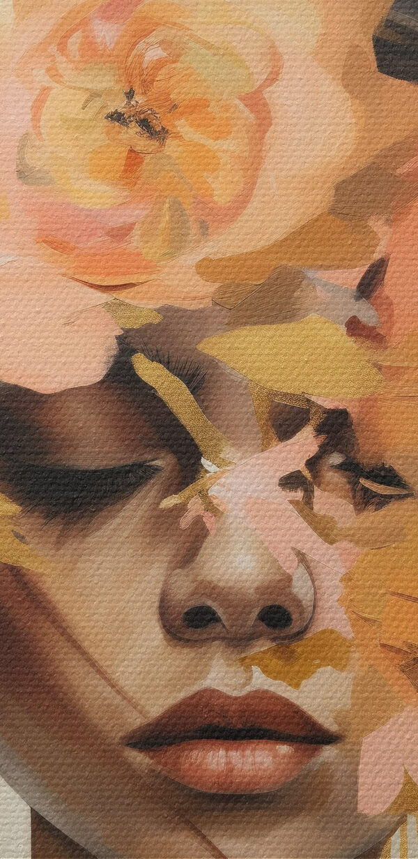 Painting of a woman with flowers on her head Painting of a woman with flowers on her head