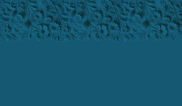 Blue background with flowers and leaves