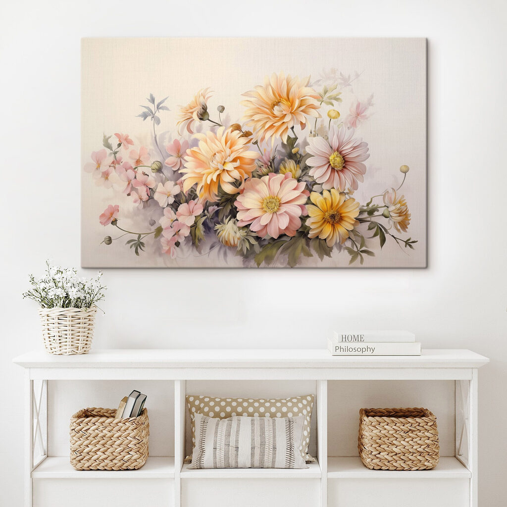 Painting of flowers on a white background