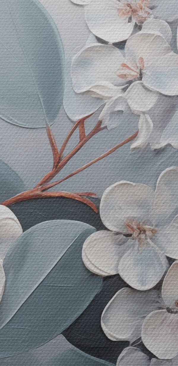 Painting of white flowers and leaves Painting of white flowers and leaves