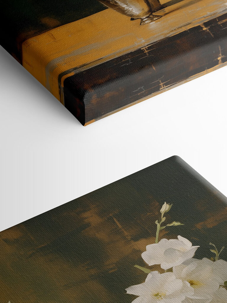 Vase with white flowers and a bowl