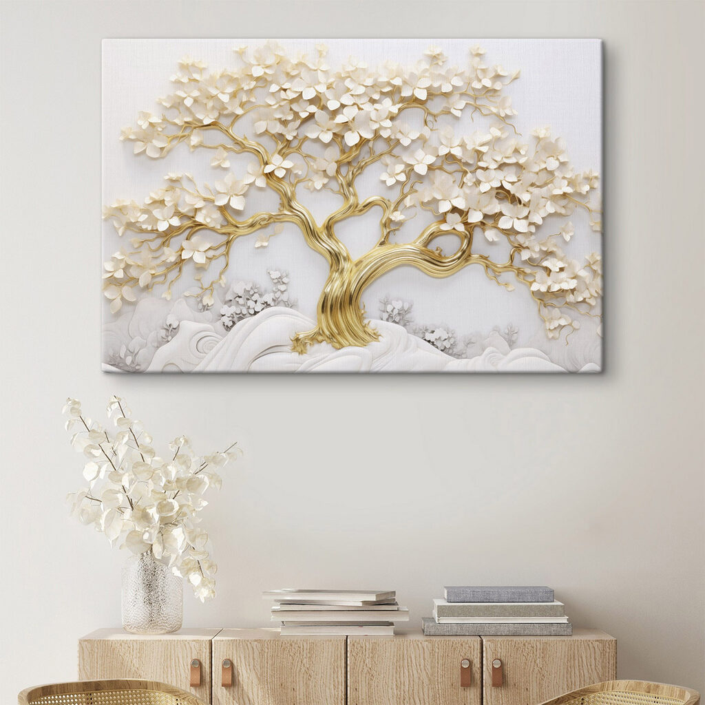 Tree with white leaves and flowers Tree with white leaves and flowers