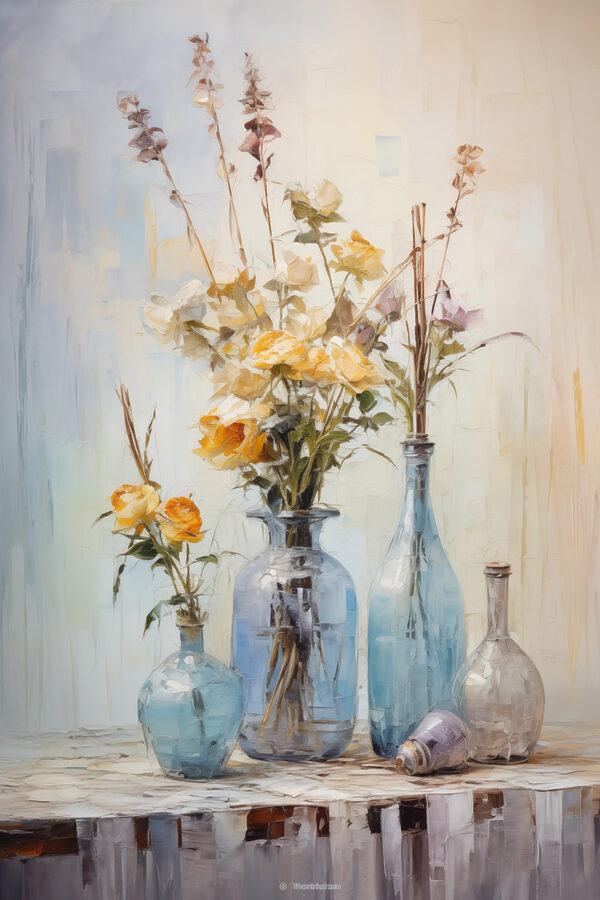 Painting of flowers in vases Painting of flowers in vases