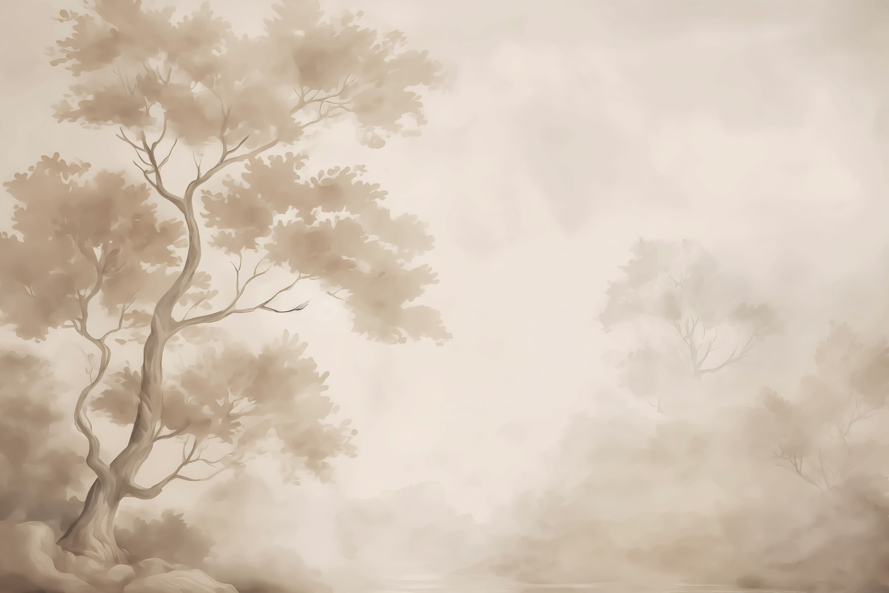 Tree in fog with water Tree in fog with water