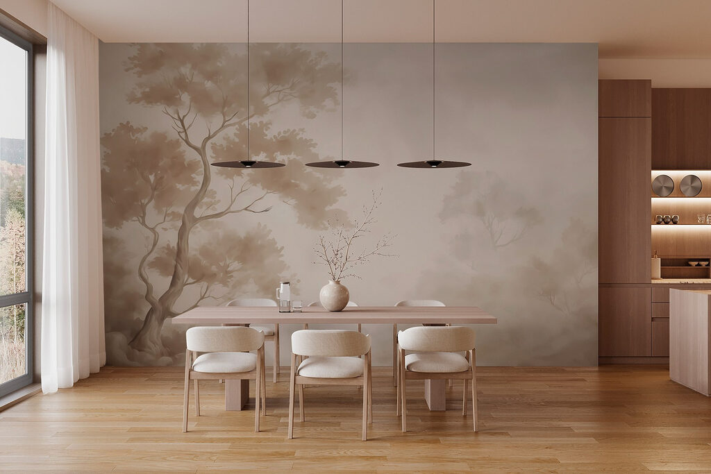 Tree in fog with water Tree in fog with water