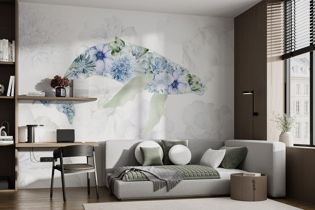 Whale with flowers on it