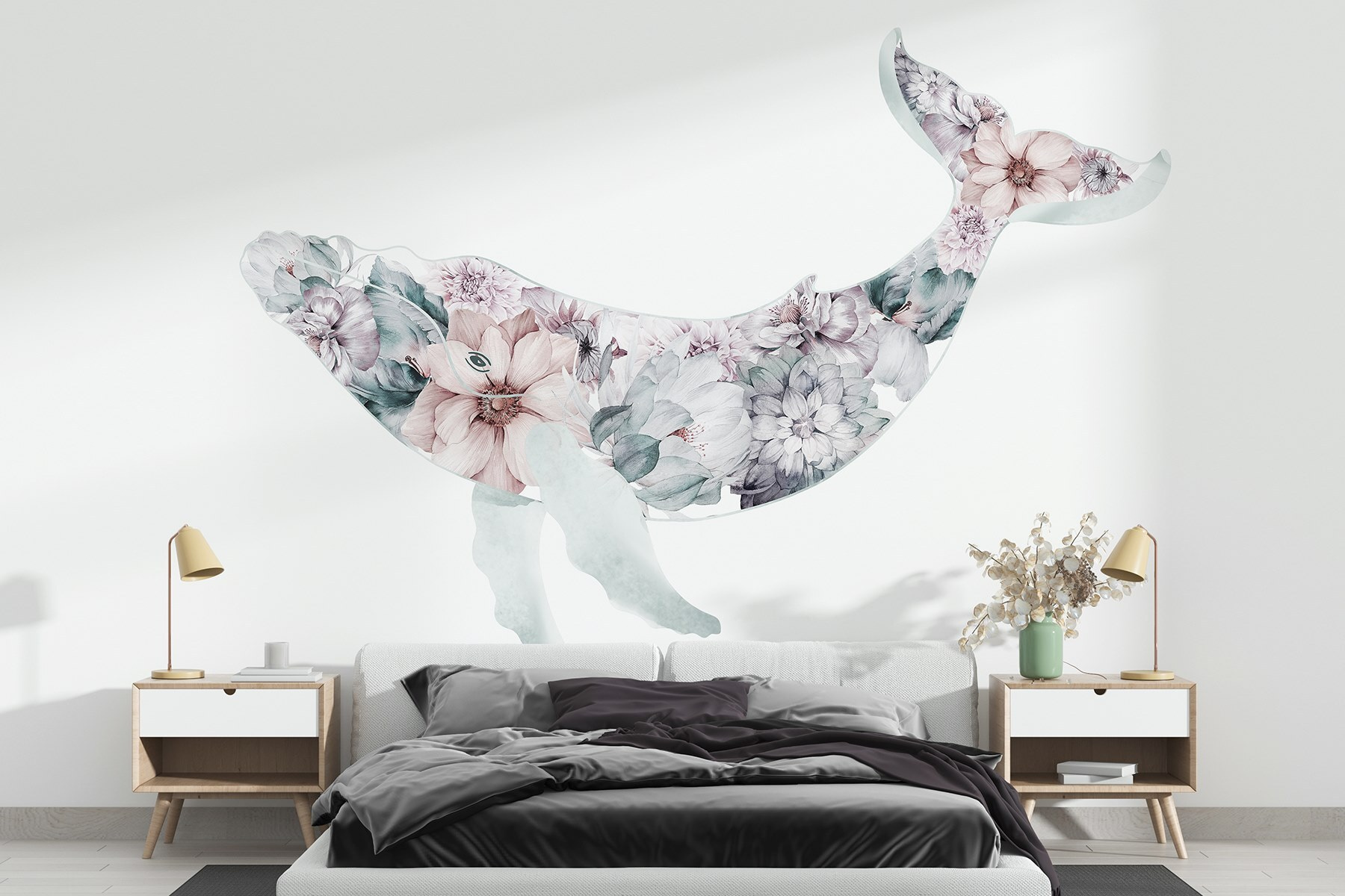Whale with flowers on it
