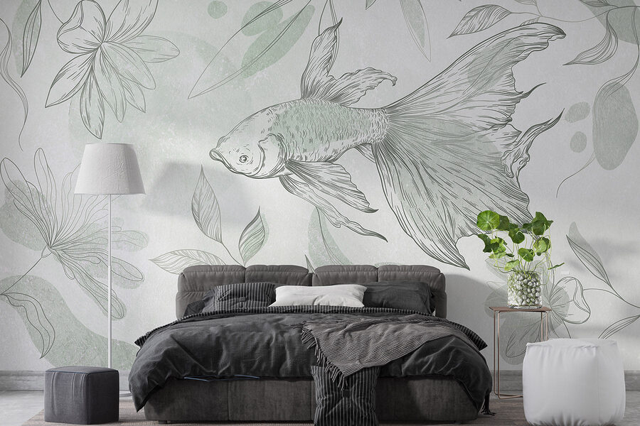 Fish and plants on a wall Fish and plants on a wall