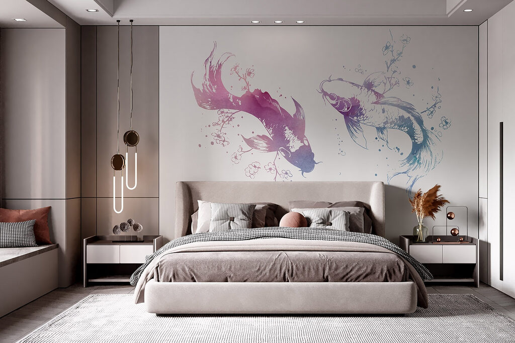 Two fish with watercolor splashes Two fish with watercolor splashes