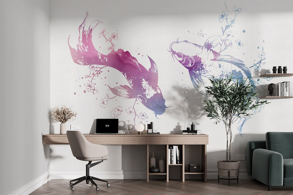Two fish with watercolor splashes Two fish with watercolor splashes