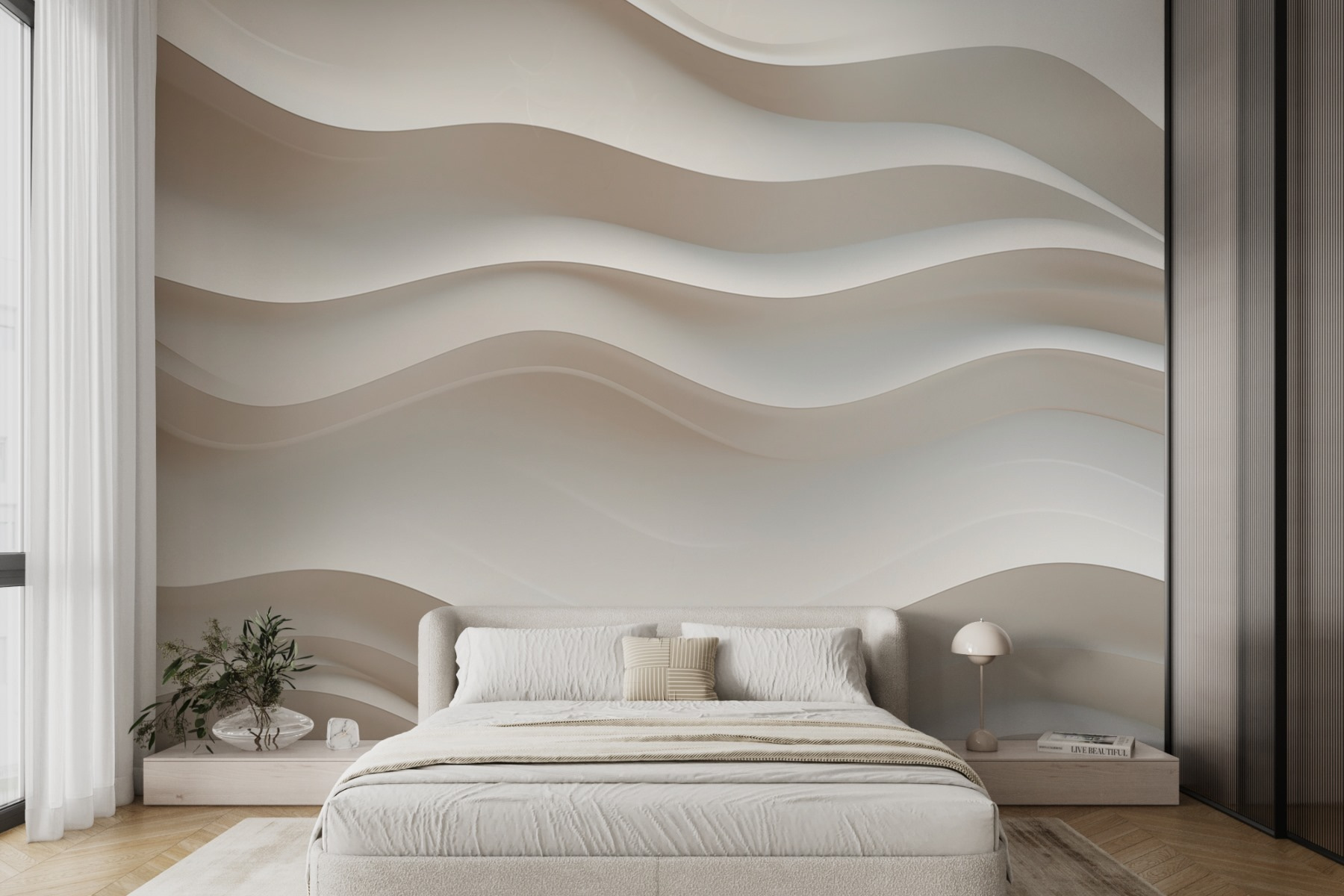 White wall with wavy lines White wall with wavy lines