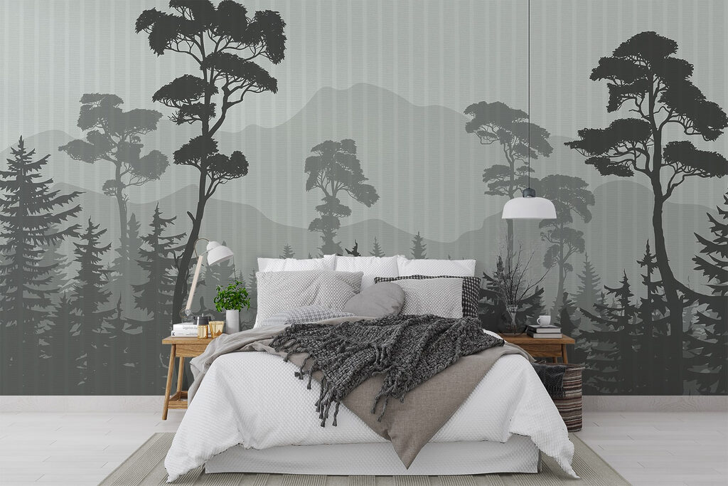 Forest with mountains and trees