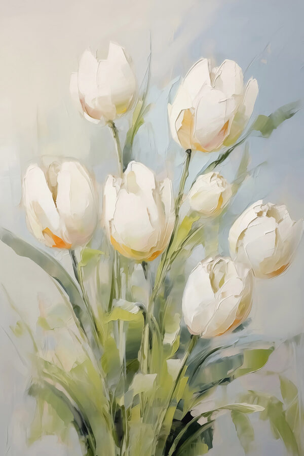 Painting of white tulips Painting of white tulips