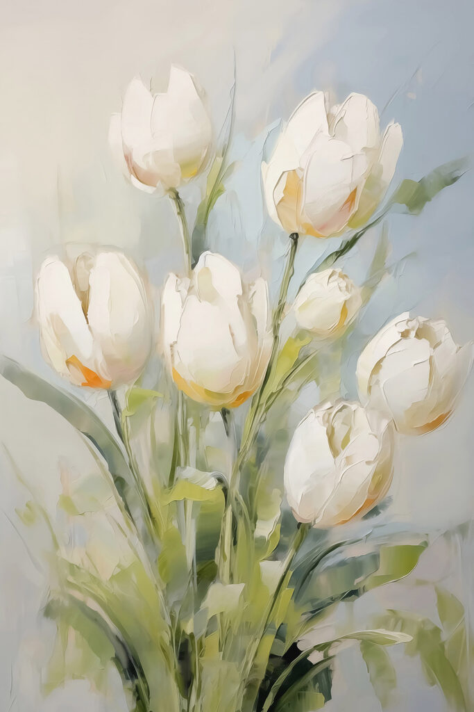 Painting of white tulips