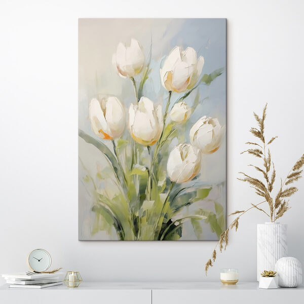 Painting of white tulips Painting of white tulips