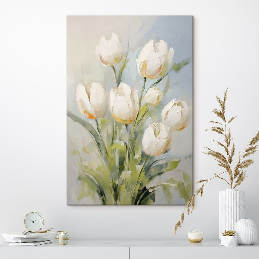 Painting of white tulips Painting of white tulips