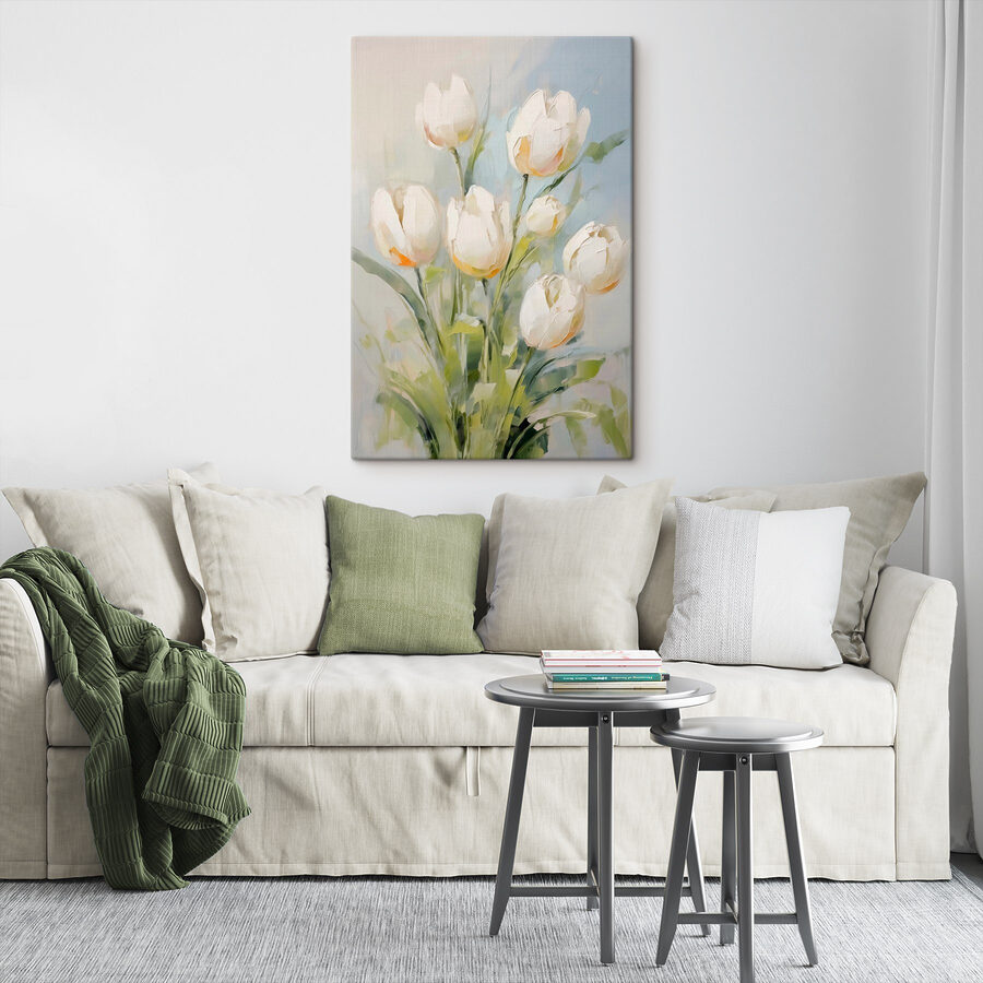 Painting of white tulips Painting of white tulips