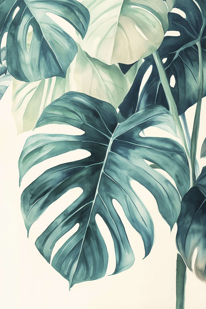 Lush green leaves in soft hues