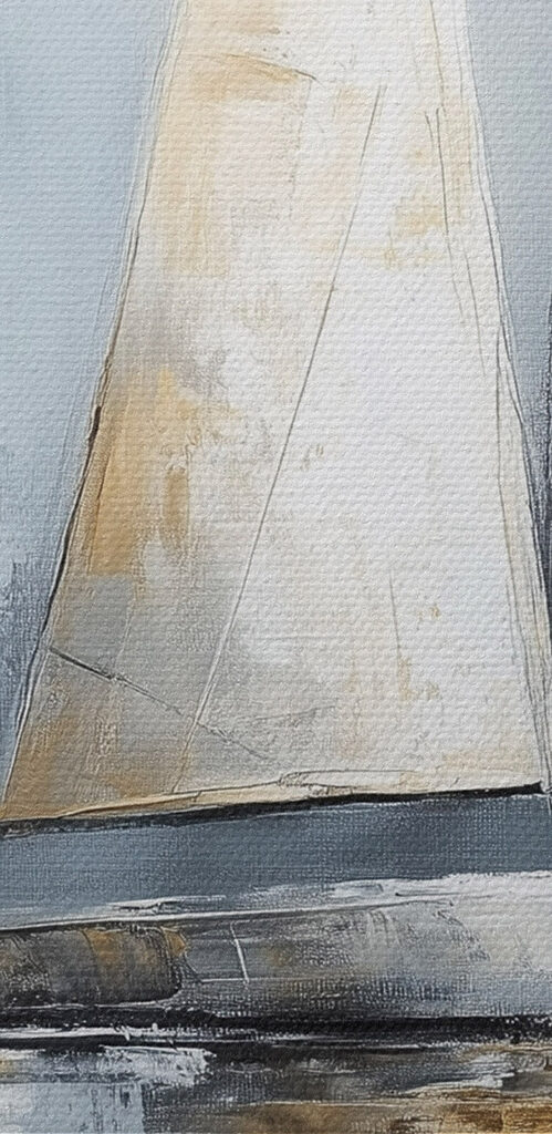 Painting of sailboats on water