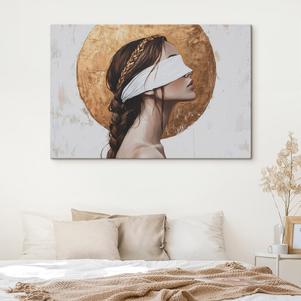 Painting of a woman with a blindfold