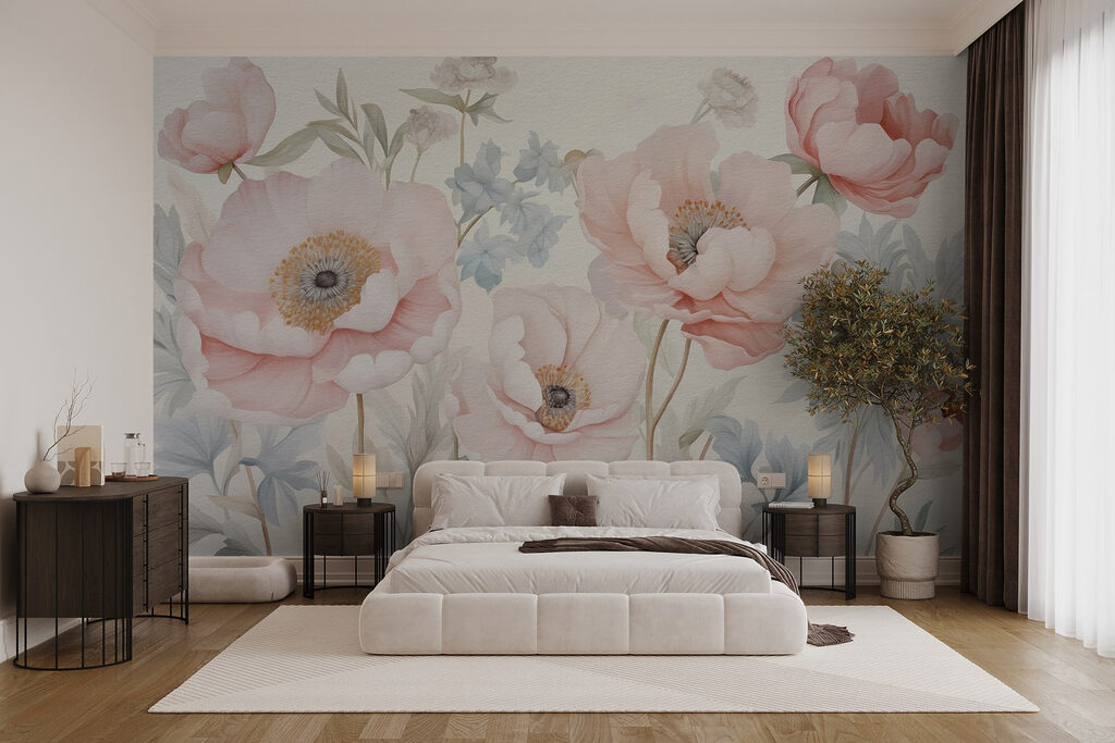 Painting of flowers on a wall