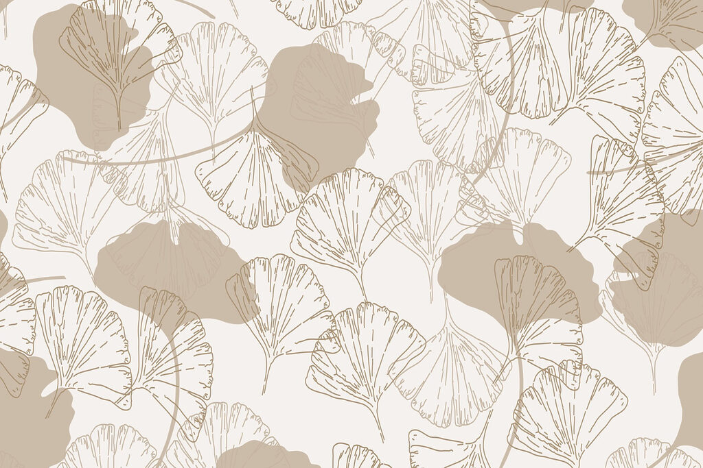 Pattern of leaves on a white background