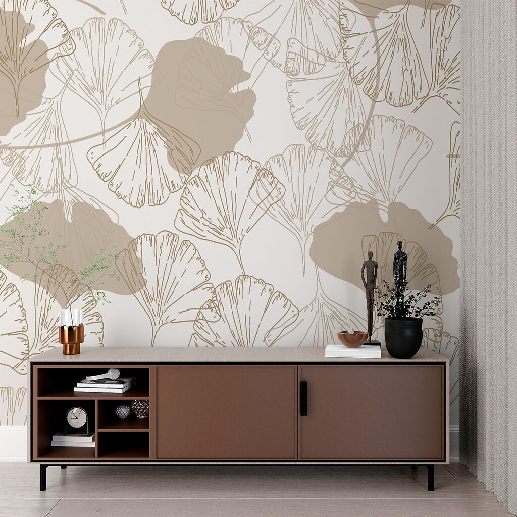 Pattern of leaves on a white background