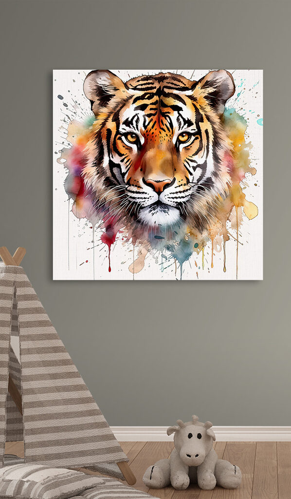 Tiger with colorful splashes