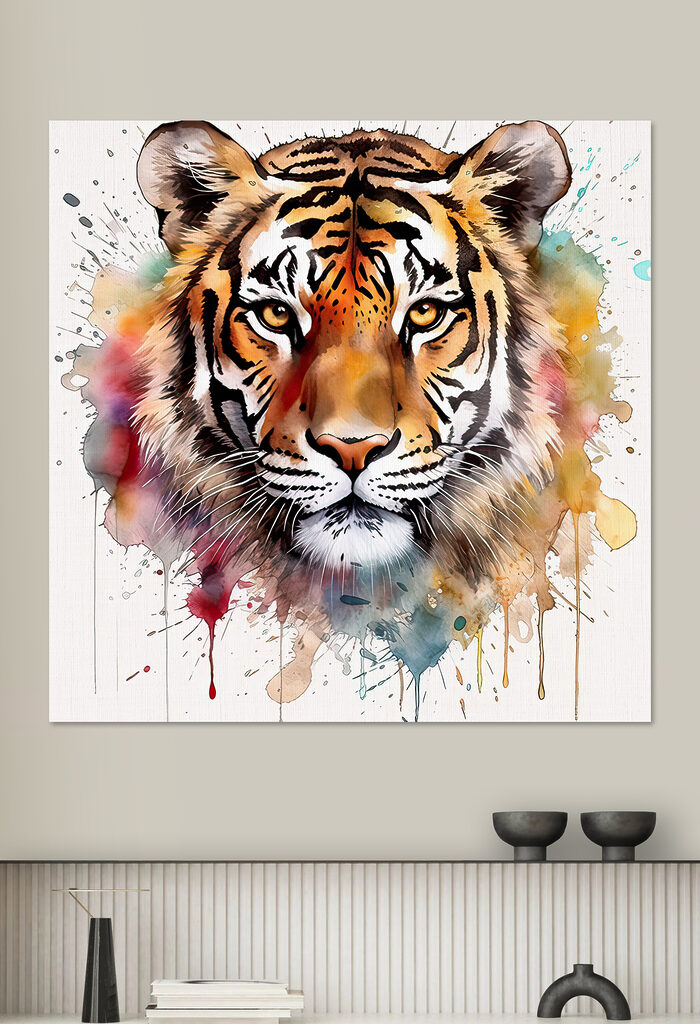 Tiger with colorful splashes