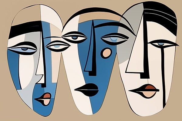 Group of faces painted on a wall Group of faces painted on a wall