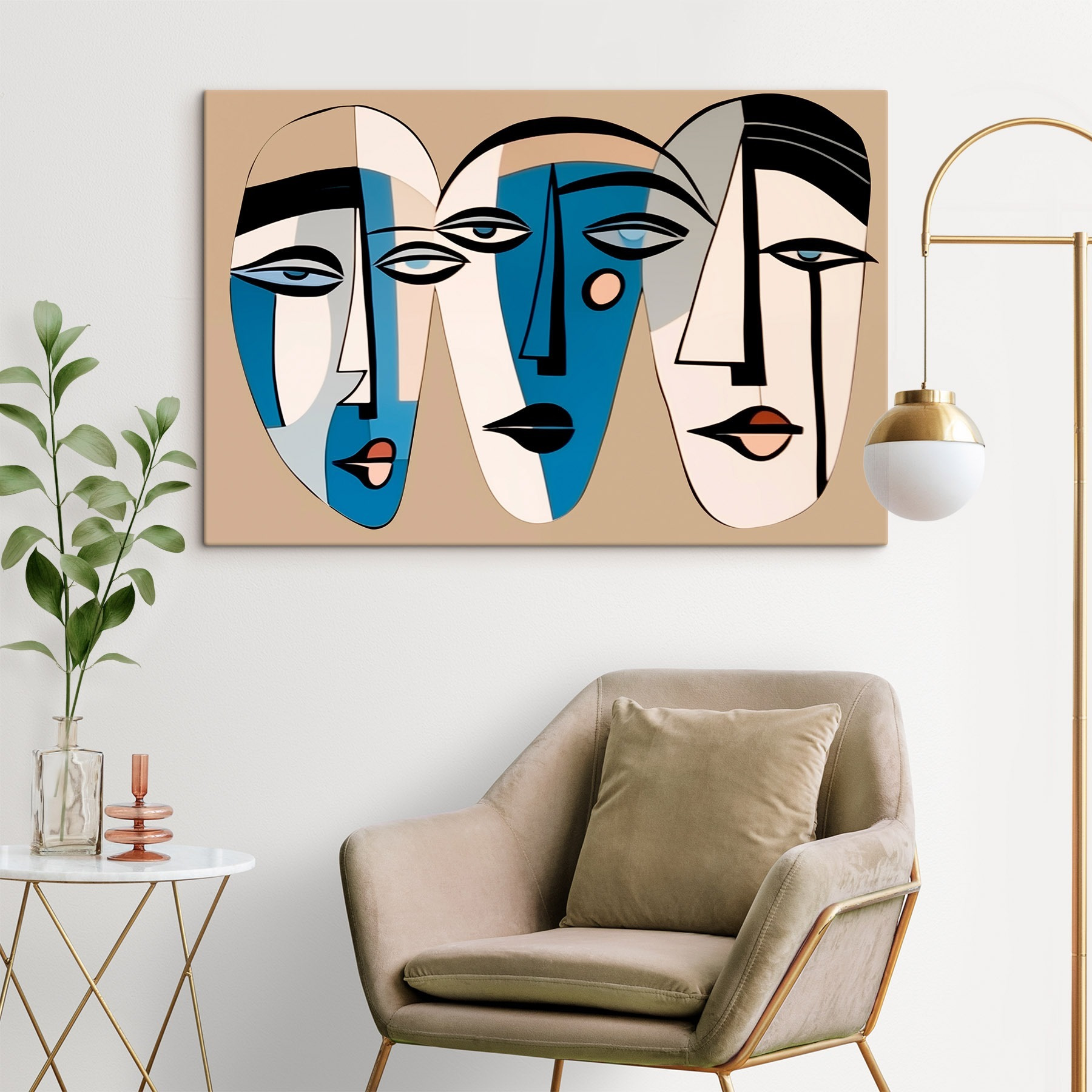 Group of faces painted on a wall