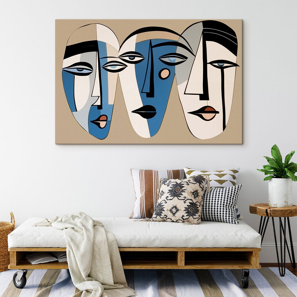 Group of faces painted on a wall