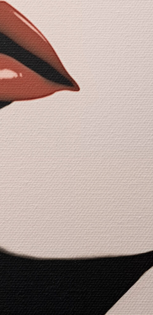 Woman's face with red lipstick