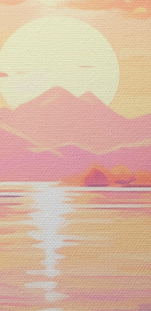 Pink flowers next to a lake