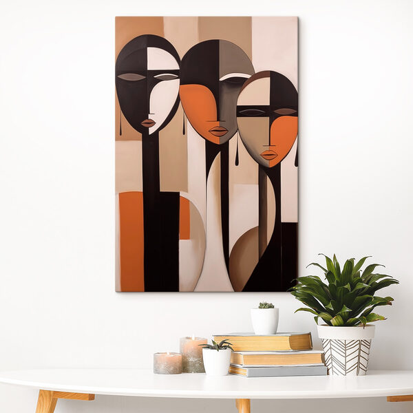 Картина Обличчя групи людей, намальовані на стіні
