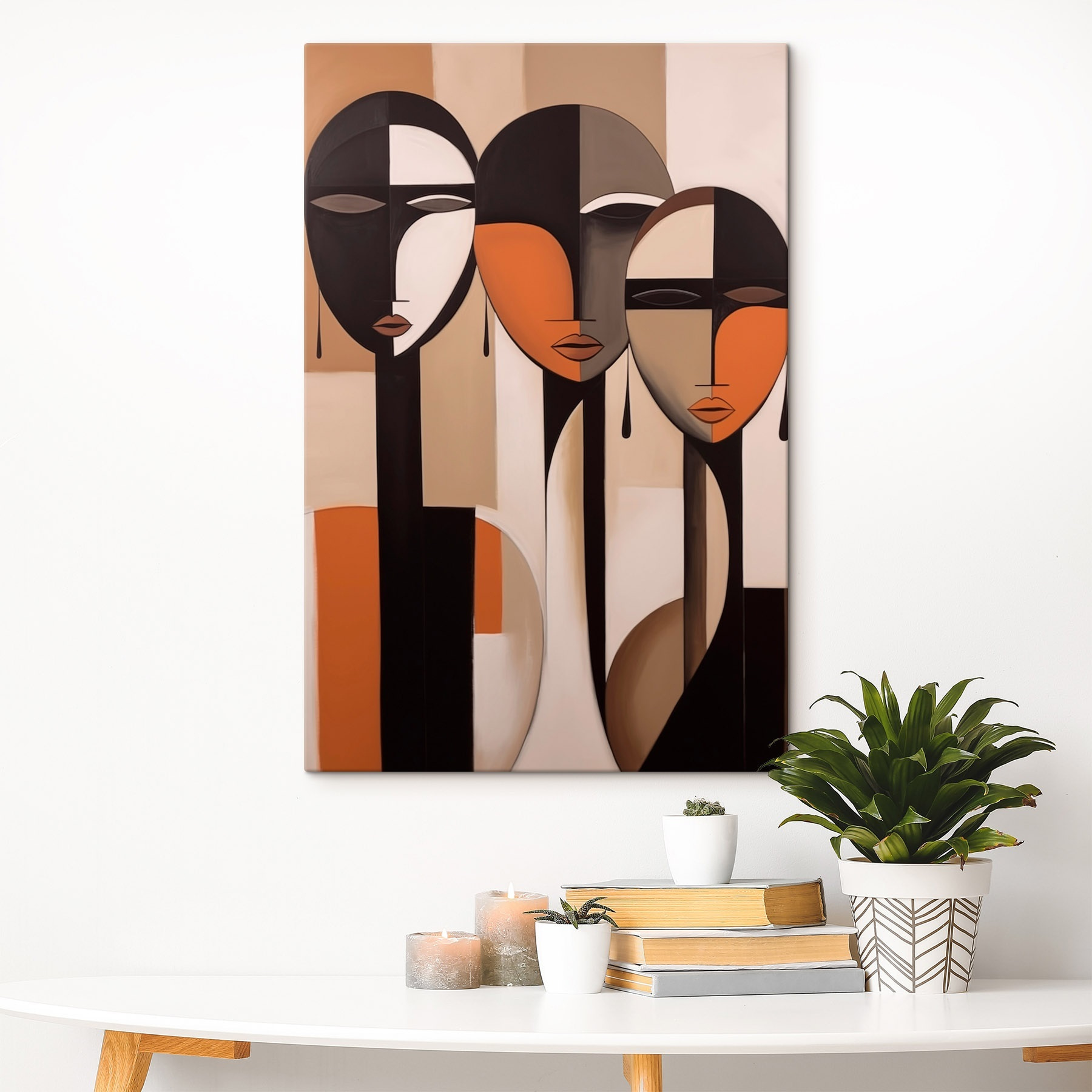 Group of people's faces painted on a wall Group of people's faces painted on a wall