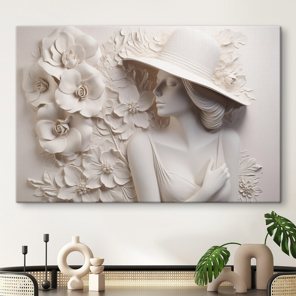 Statue of a woman wearing a hat Statue of a woman wearing a hat