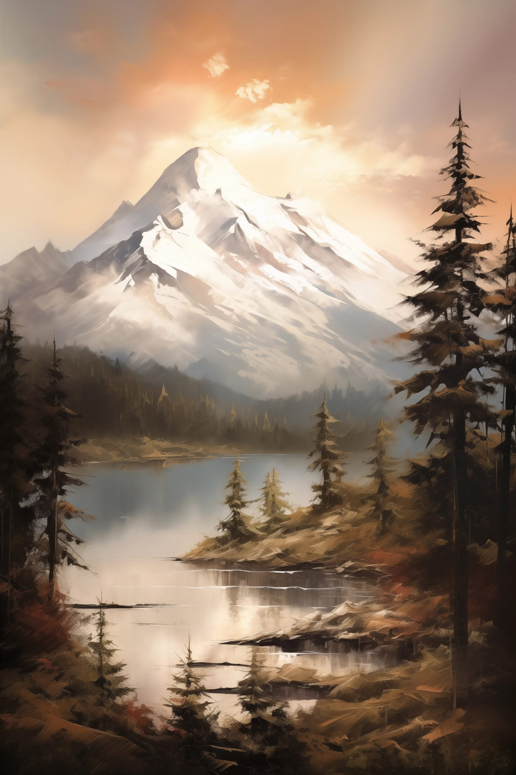 Mountain lake and trees Mountain lake and trees