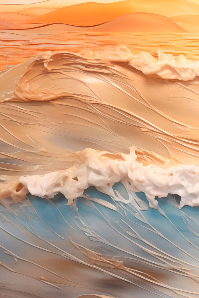 Sunset over a tranquil ocean wave Sunset over a tranquil ocean wave