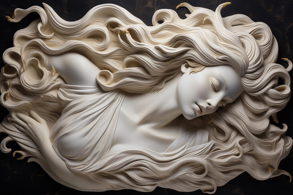 Statue of a woman with long hair